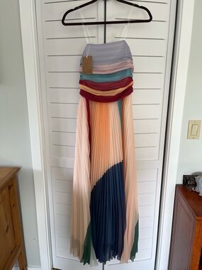 Pleated Multi-Panel Maxi dress in Pastel & Jewel Tones chiffon